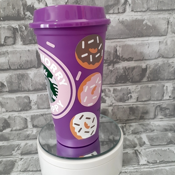 Donut Worry Be Happy SB Reusable Hot Cup - Picture 3 of 6